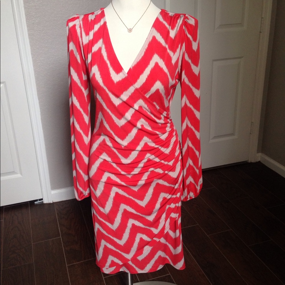 INC Coral wrap dress large
